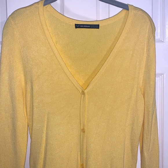 Threadbare yellow V neck cardigan button down, long sleeve, SZ 6 - Picture 5 of 8